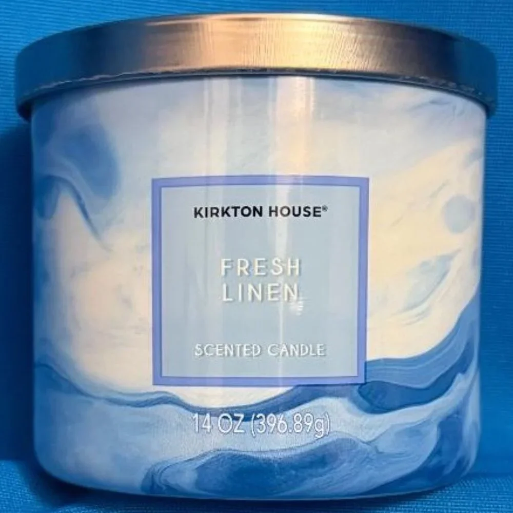 BRAND NEW ~ FRESH LINEN SCENTED CANDLE ~ 3 WICK ~ 14 OZ / 14 OUNCES SIZE